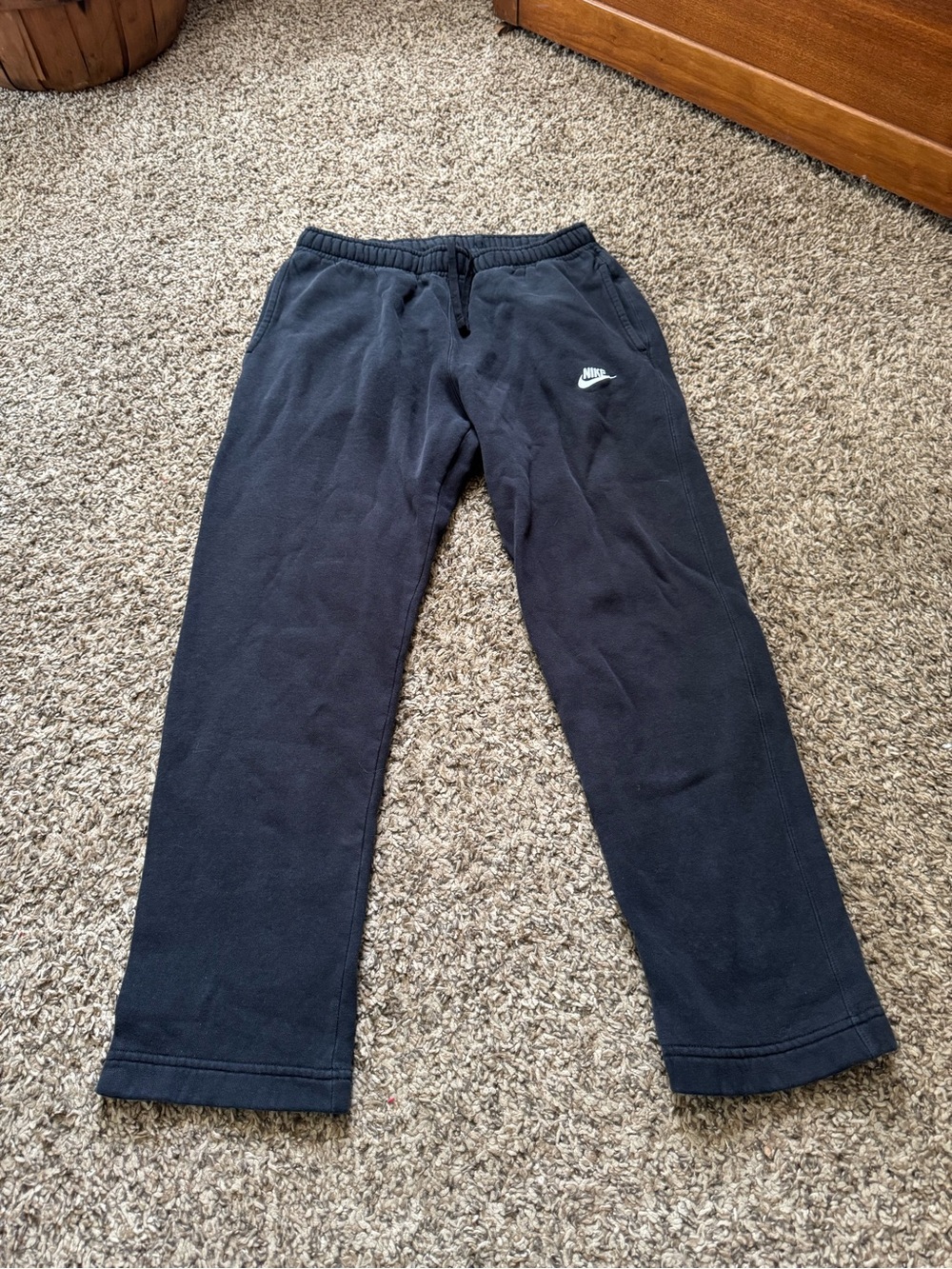 Nike Black Sweatpants with White Swoosh Logo - Picture 2 of 3